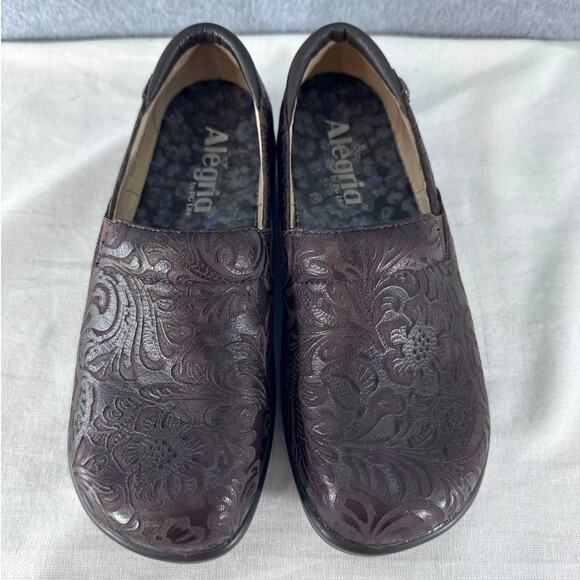 Alegria Women's sz 34 (US 4.5) Keli PRO Choco Emboss Paisley Clogs Nursing Shoes - Picture 3 of 9